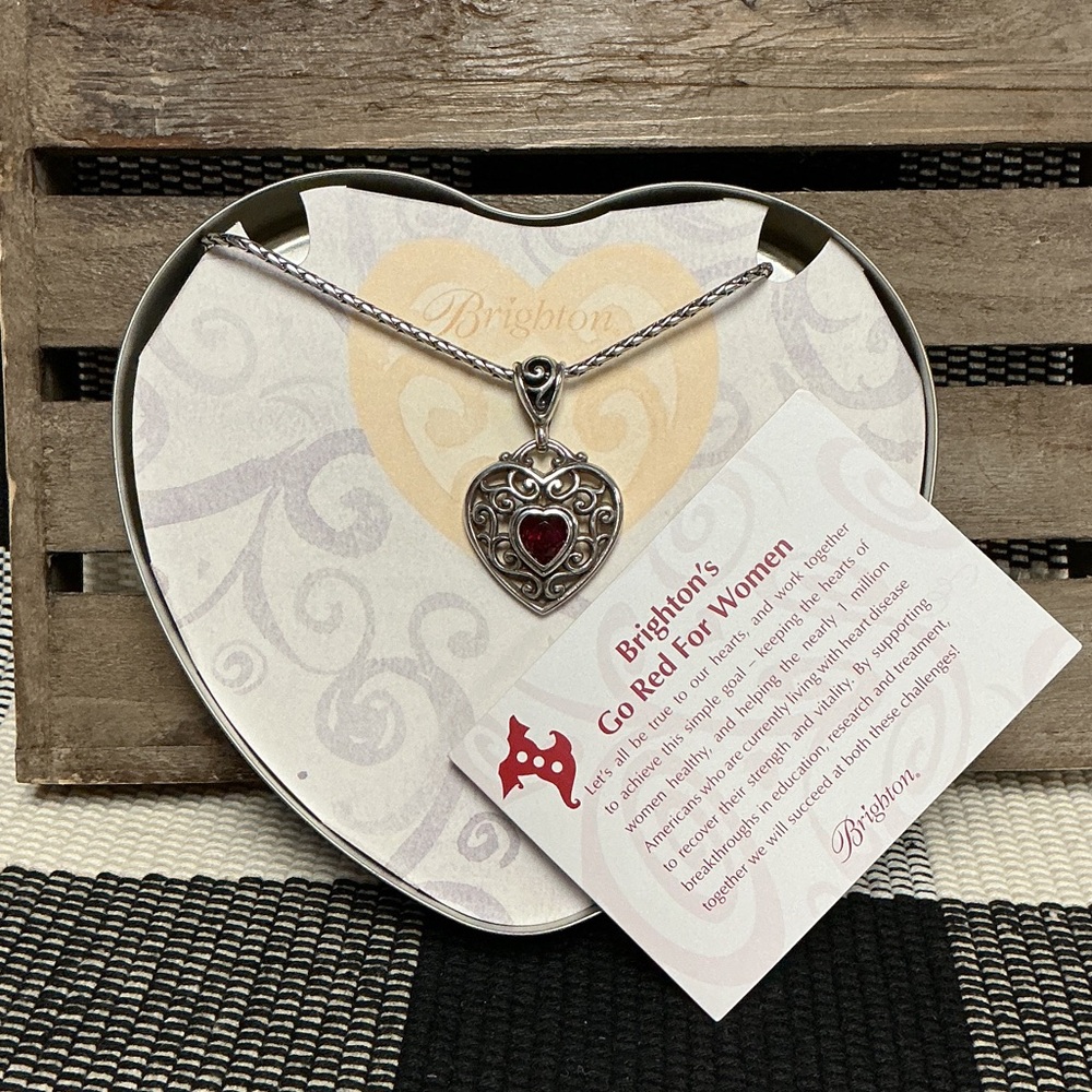 Brighton collectibles new Love Your Heart Go red crystal pendant necklace